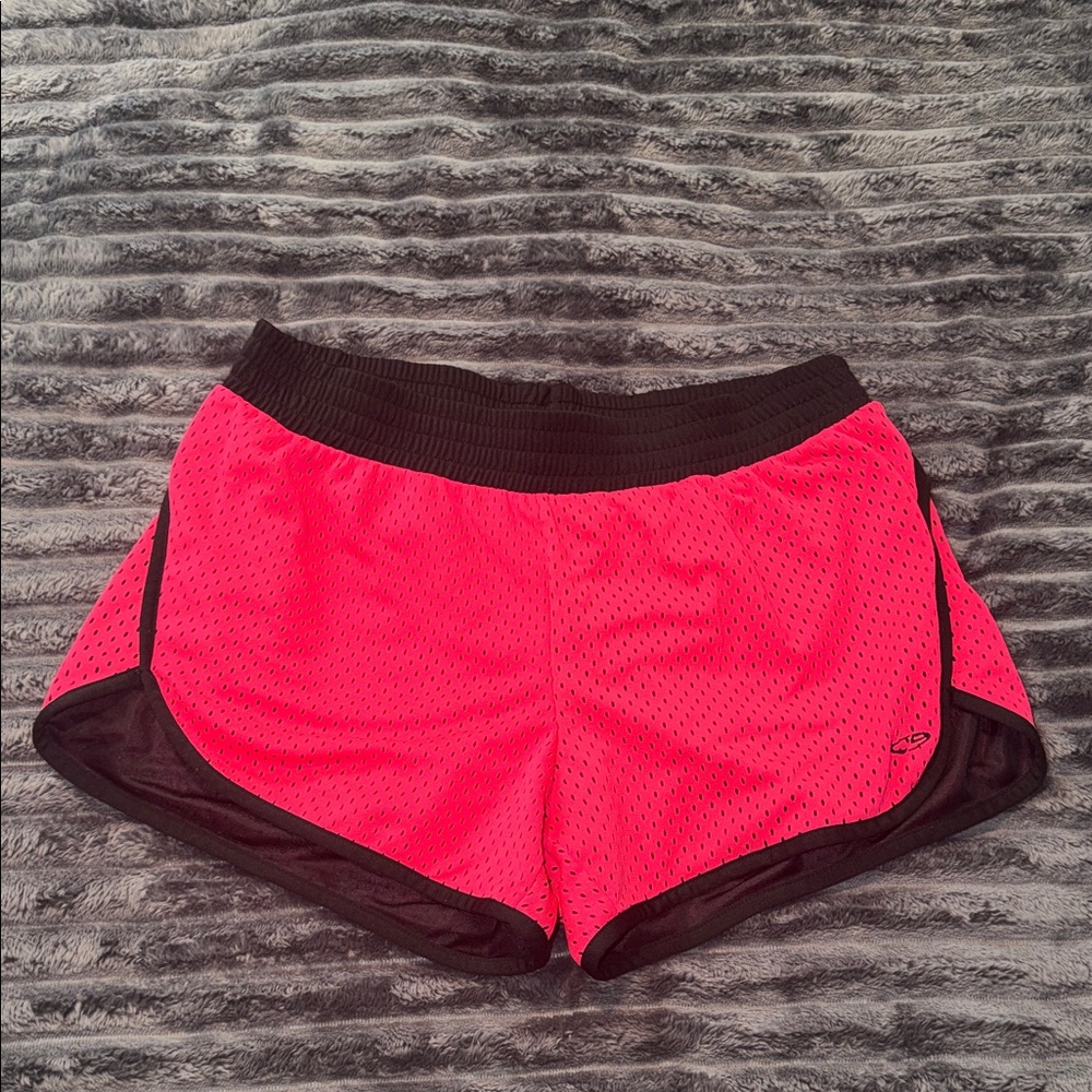 Champion Women's Hot Pink Mesh Athletic Shorts with Black Trim